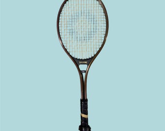 Spalding GR-20 Vintage Graphite Tennis Racket Bronze Finish | vintage racket | metal racket for decor | vintage tennis decor | red detail