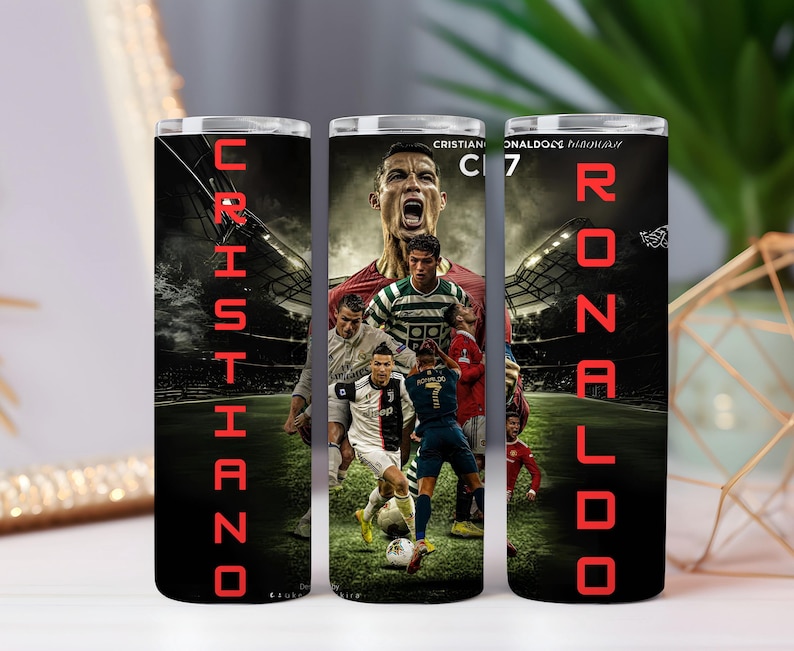 Ronaldo Tumbler Wrap: Siuuu Soccer Star, Anime Style (PNG Digital File) image 1