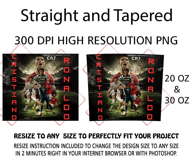 Ronaldo Tumbler Wrap: Siuuu Soccer Star, Anime Style (PNG Digital File) image 5