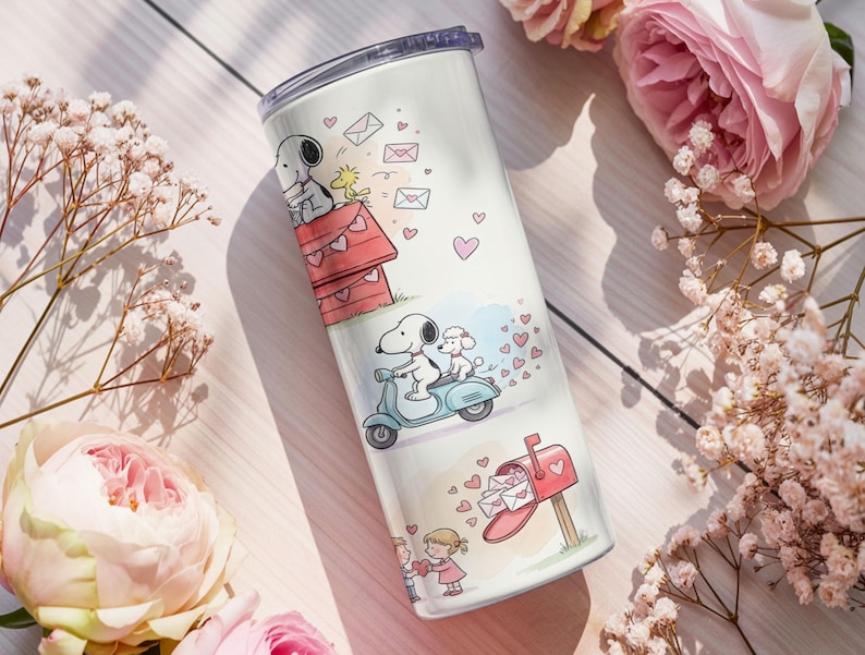 Cartoon Dog Valentine Tumbler Wrap, Romantic Sublimation Design (20oz ...