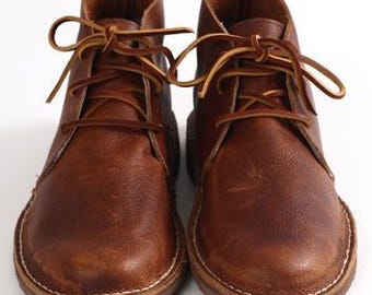 Botines de cuero para hombre hechos a mano / Estilo vintage con cordones