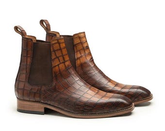 Handgefertigte Leder Brogue Ankle Boots - Braune & Grüne Wingtip Oxford Boots