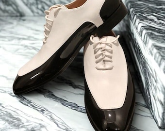 Handmade Two-Tone Leather Oxford Shoes: Vintage Wedding Footwear