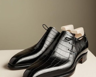 Handmade Men's Crocodile Oxford Shoes – Luxury Dress Shoes