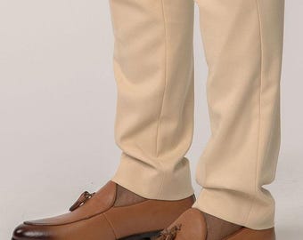 Men's Brown Leather Tassel Loafers, Handmade Slip On Dress Shoes