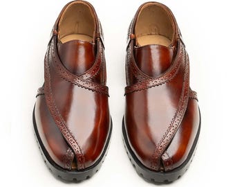 Peshawari Chappal de couro feito à mão: sandálias tradicionais do Paquistão