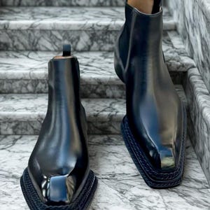 Handcrafted Black Leather Chelsea Boots | Men's Formal Dress Boots