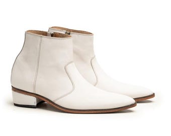Handmade Crocodile Embossed Leather White Dress Boots - Men's Luxury White Formal Boot - Etsy Handmade Crocodile Embossed Leather White Dress Boots - Men's Luxury White Formal Boot - Etsy