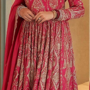 Designer Pink Heavy Embroidered Anarkali Suit for Women – Indian Wedding & Festive Wear Ensemble