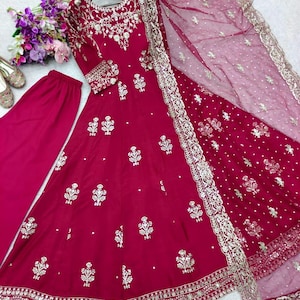 Maroon Anarkali Suit with Dupatta – Embroidered Indian Party Wear Dress for Wedding & Festive
