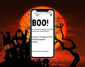 Halloween Party Boo Invitation | Digital Canva Template | Downloadable