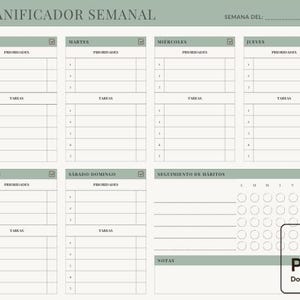 Planificador Semanal en Español – PDF Imprimible | Organización, Hábitos y Prioridades