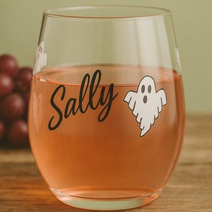 Halloween verre à vin sans pied cotillons fantôme décoration vacances verre à vin ensemble de salle à manger Halloween cadeau personnalisable pour les amateurs de vin