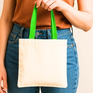 Mini Tote Colorful Canvas Bag Blank Wholesale Bulk Craft Supply Eco Friendly Cotton Carrier Customizable Fabric Handbag DIY Painting Project Sublimation Printing Ready Vibrant Assorted Collection Short Handles Portable Gift Party Favor