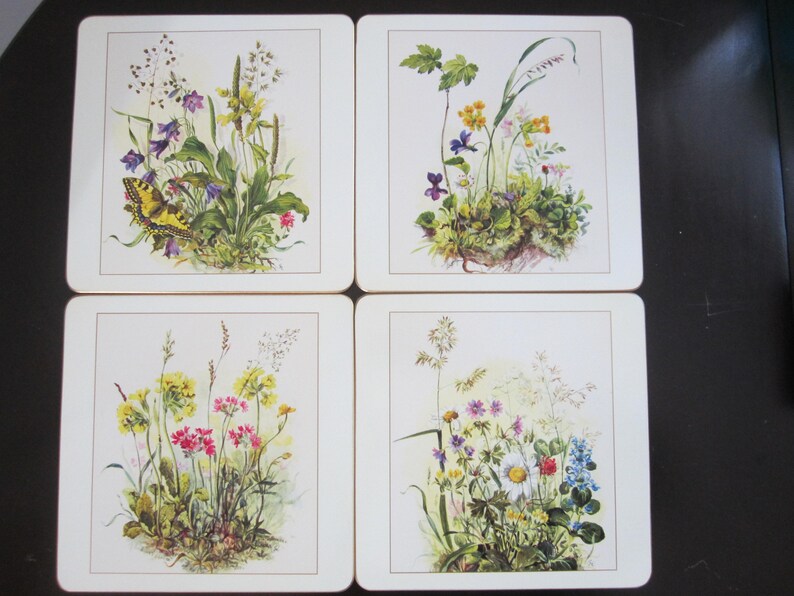 Sheraton Cork Backed Square Placemats Country Flowers 8 Etsy