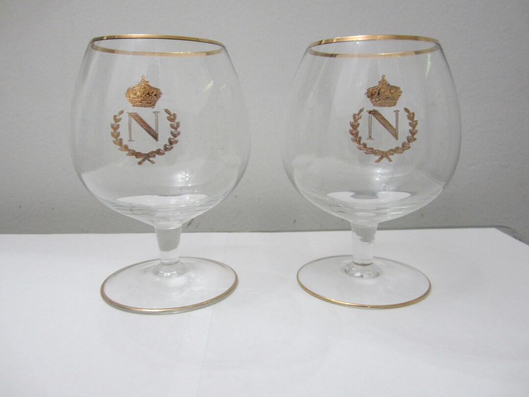 Pair of Napoleon Crystal Brandy Cognac Snifters Glasses Gilt Etsy