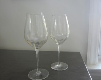 Bormioli Rocco 12 oz Crystal Wine Glasses 8.75" High Signed