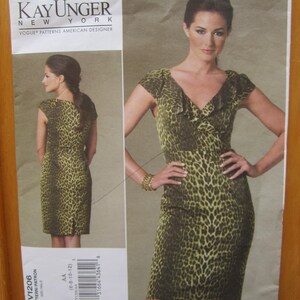 Vogue 1206 Kay Unger Muster Ungeschnitten ausgestattet mit V-Ausschnitt Etuikleid Größe 6 8 10 12 Büste 30,5 31,5 32 &quot;34&quot;