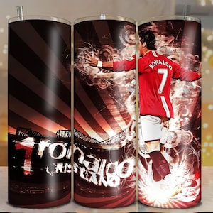 Vaso de Cristiano Ronaldo PNG - Diseño de sublimación de 20 oz / Vaso para aficionados al fútbol / Descarga digital de CR7