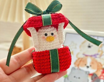 Duckling in Gift Box Crochet Pattern, Amigurumi PDF (Digital Download)