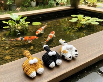 Patrón de llavero de trasero de gato a crochet / Tutorial divertido de amigurumi (PDF)