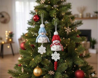 Crochet Mini Snowman Pattern, Christmas Tree Decoration (PDF Pattern)