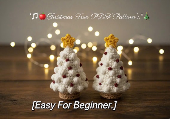 Mini Christmas Tree  Crochet Pattern, Amigurumi Holiday Decor PDF for download, Easy for Beginer, PDF Tutorial