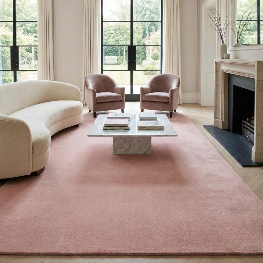 Deep Rose Rug Dusty Rose Hand Tufted Wool Area Rug | Plush Thick Pile Rose Wool ...