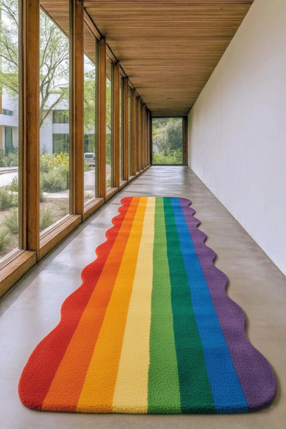 Color Cascade Hand-tufted Runner | Rainbow Ripple Hallway Runner Rug ...