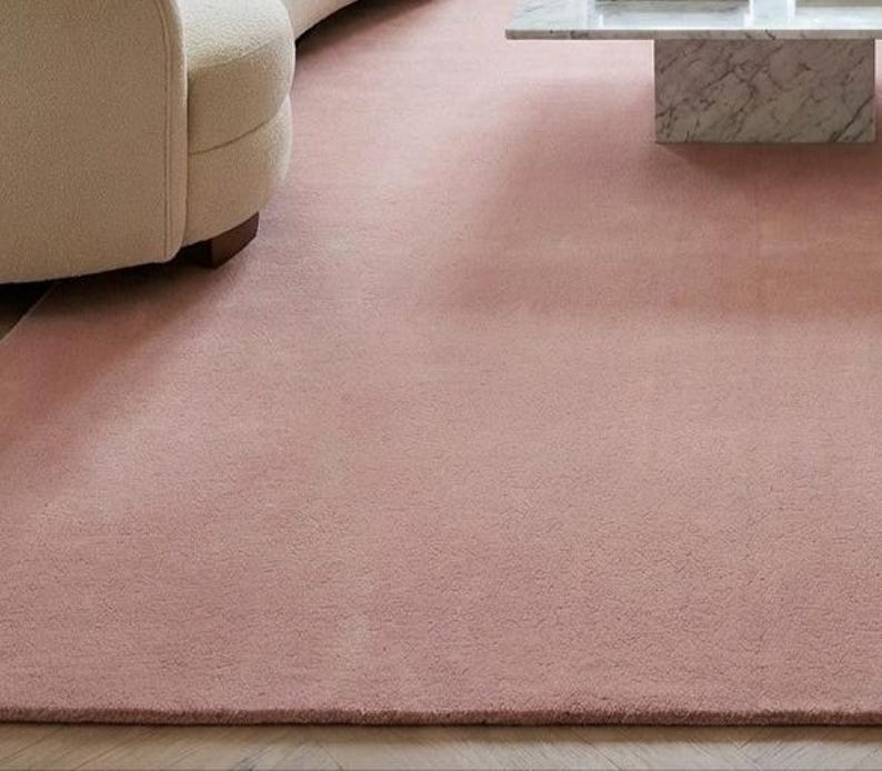 Dusty Rose Hand Tufted Wool Area Rug | Plush Thick Pile Rose Wool ...
