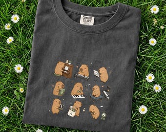 Comfort Colors Piano Capybara Shirt, Funny Music Teacher Tee, Cute Pianist Gift, Keyboard Player Shirt, Music Lover Gift