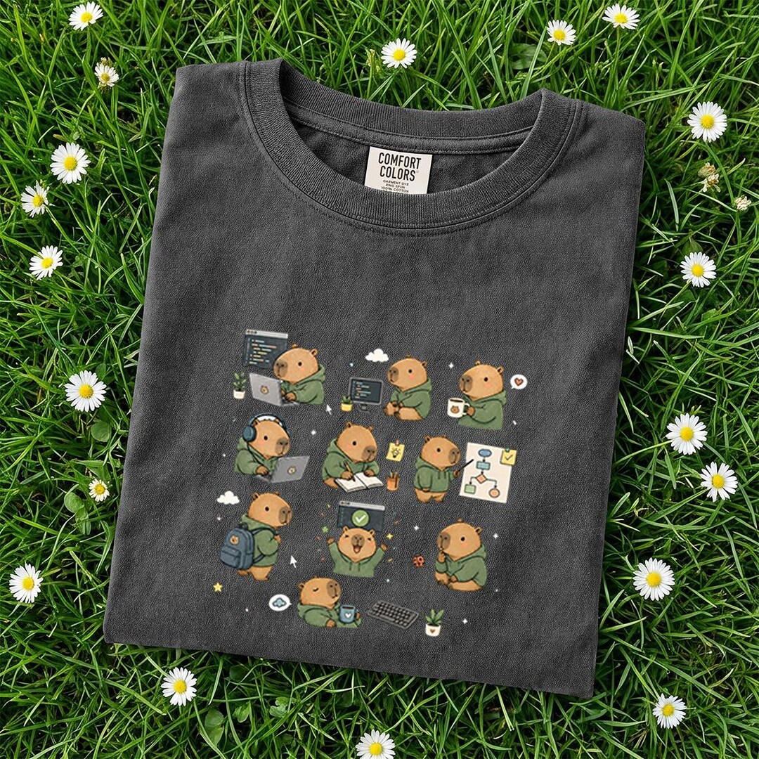 Capybara Tech Comfort Colors Programmer Capybara Shirt, Funny Software Developer Tee ...