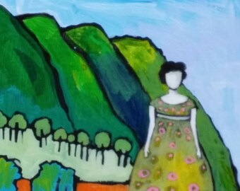 colorado girl, art landscape, 8 x 8 original abstract landscape painting, river painting, plen air painting, oil painting, colorado