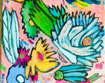 Flowers an original acrylic painting on stretched canvas 11 x 14