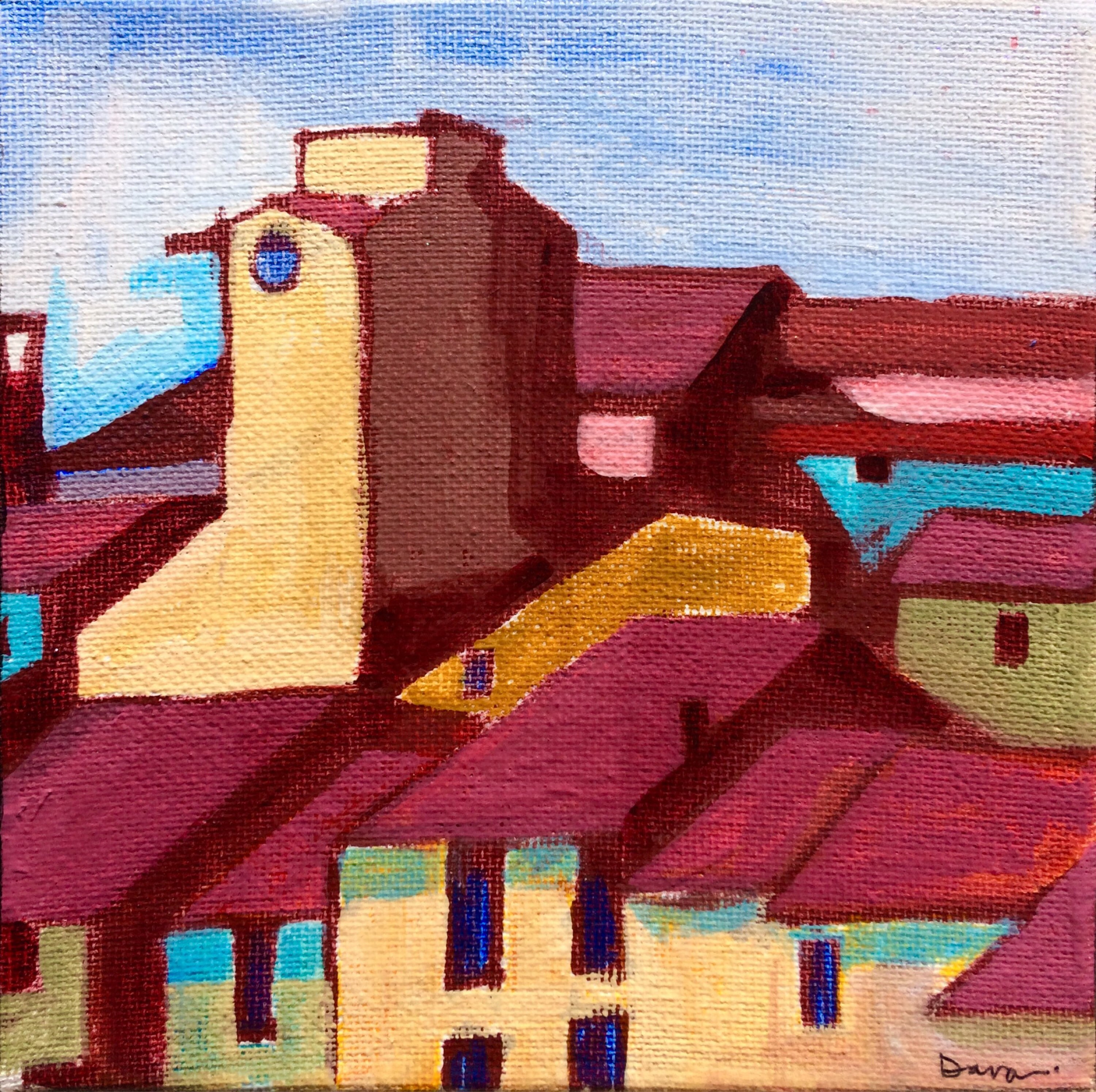 Italian Village an Original acrylic painting of Italy, original landscape painting,architecture, landscape, painting of house, architecture
