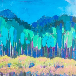 Castle Creek Valley Aspen Colorado 11 x 14 x .75 dipinto paesaggistico originale con acrilici su tela tesa dell&#39;artista Dara Barth