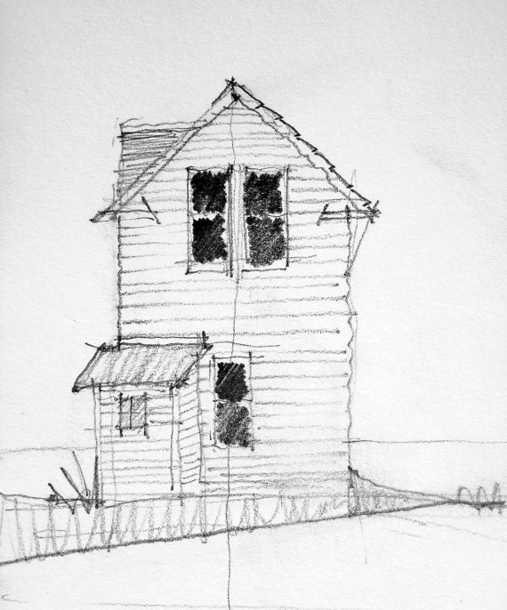 House 5.5 x 6 original architecture sketch | Etsy