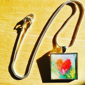 Heart Pendant Necklace, Heart Art, Wearable Art Jewelry, One of a Kind, free shipping USA