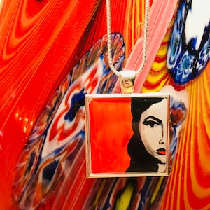 Collier avec pendentif visage, oeuvre d'art pour le visage, bijoux artistiques à porter, pièce unique en son genre, livraison gratuite aux États-Unis