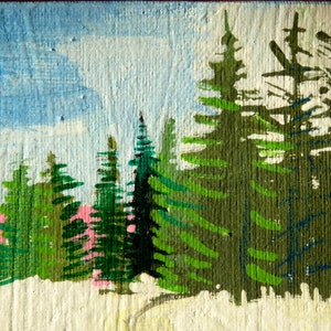 Trees, ORIGINAL PAINTING, art landscape, acrylic painting, painting of trees, mountain painting,  6x6x1.5