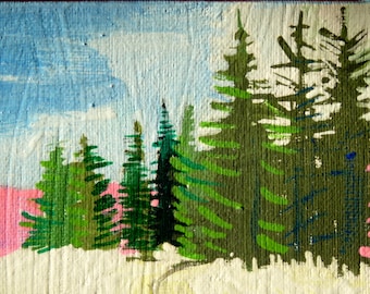 Trees, ORIGINAL PAINTING, art landscape, acrylic painting, painting of trees, mountain painting,  6x6x1.5