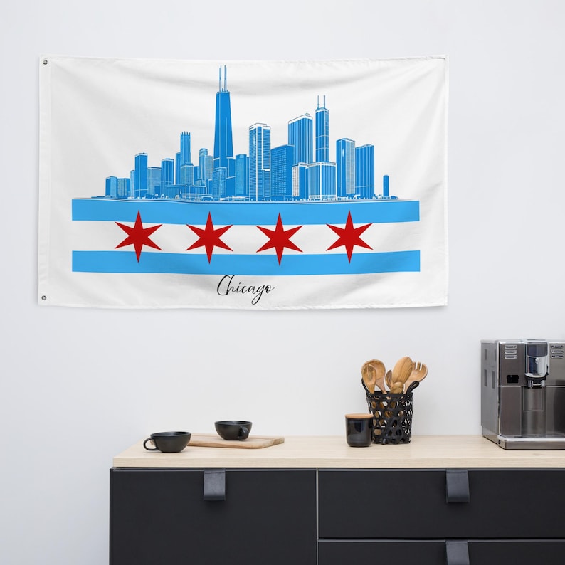 Chicago Flag Wall Art Etsy chicago-flag-wall-art-etsy