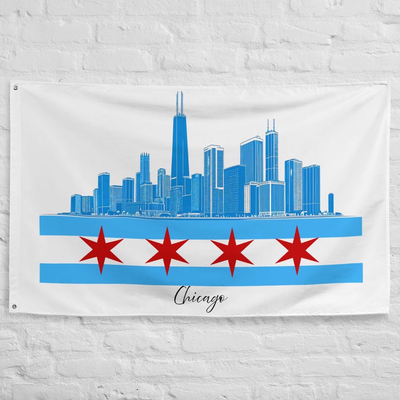 Chicago Flag Wall Art Etsy chicago-flag-wall-art-etsy