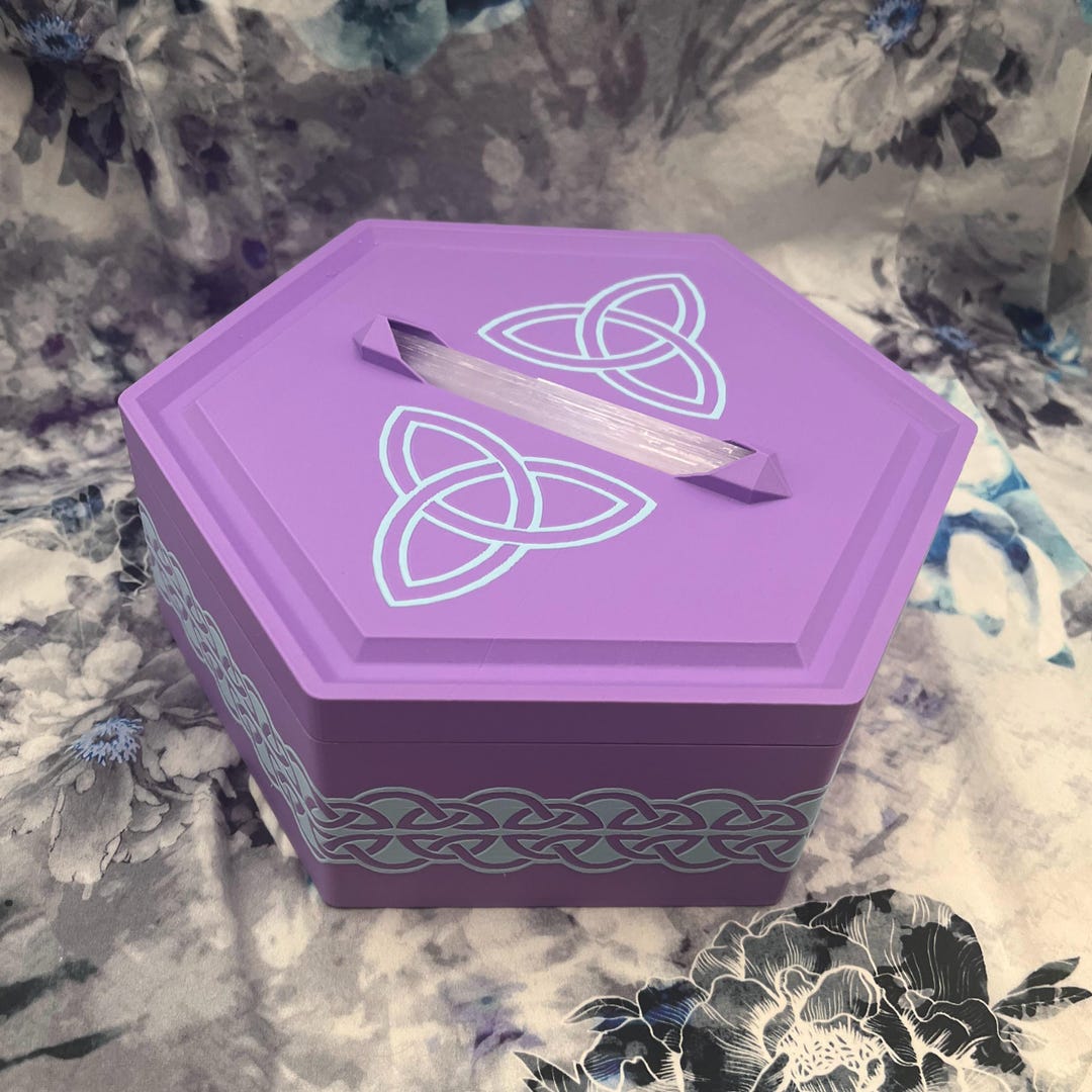 Metal Rune Box Selenite Crystal Protection Rune Box With Celtic Design for Jewelry ...