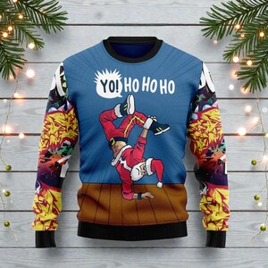 Pull De Noël "moche" DJ Père Noël - Sweatshirt Humoristique - 241 G - Coupe Classique - Cadeau Drôle Pour Fêtes