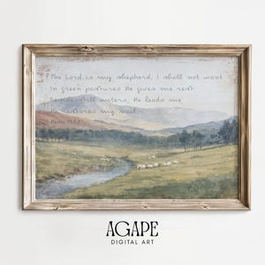 Psalm 23 Scripture Wall Art Printable,Christian Wall Art Lamb,Christianity Printable, Bible Verse Scriptural, Christian Art Oil Painting