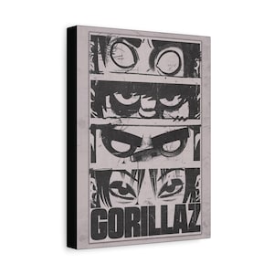 Canvas Wall Art, Gorillaz Band Matte Canvas Stretched 1 25&quot;, Music Lovers Gift, Home Decor, Room Decoration, Fan Art Print, Unique Wall