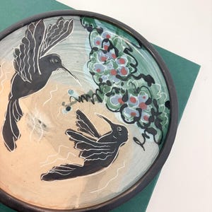 Handmade Studio Pottery Hummingbird Plate