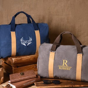 Personalisierte Reisetasche aus Canvas, individuell bestickte Tasche, Gastgeschenke für Junggesellenabschiede, Geschenke für Trauzeugen, Geschenk für Reisen und Fitnessstudio