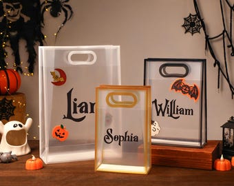 Gepersonaliseerde Halloween-cadeautas, aangepaste tekst PVC-cadeau, Halloween-draagtas, aangepaste Halloween-zak, Halloween-traktatietassen, Boodschappentassen